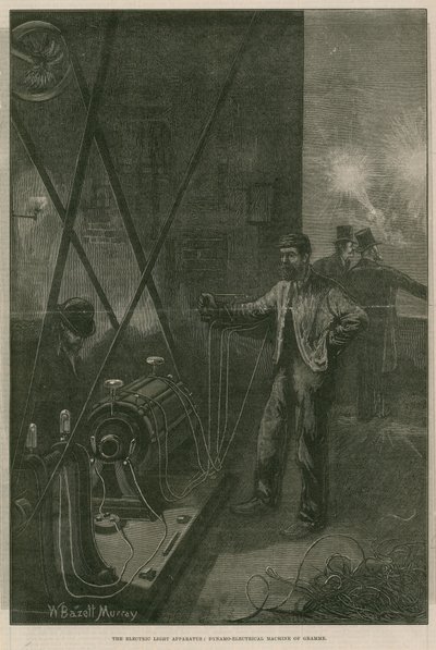 Het elektrische licht: dynamo-elektrische machine van Gramme door William Bazett Murray